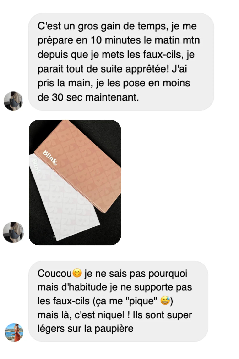 Cliente Blink. - avis faux cils légers sur la paupière